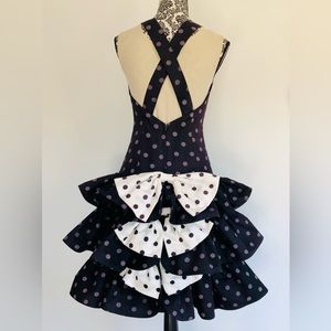 Neiman Marcus VTG 80s Not black&white 100% cotton Bow polka dot & ruffles Size 8